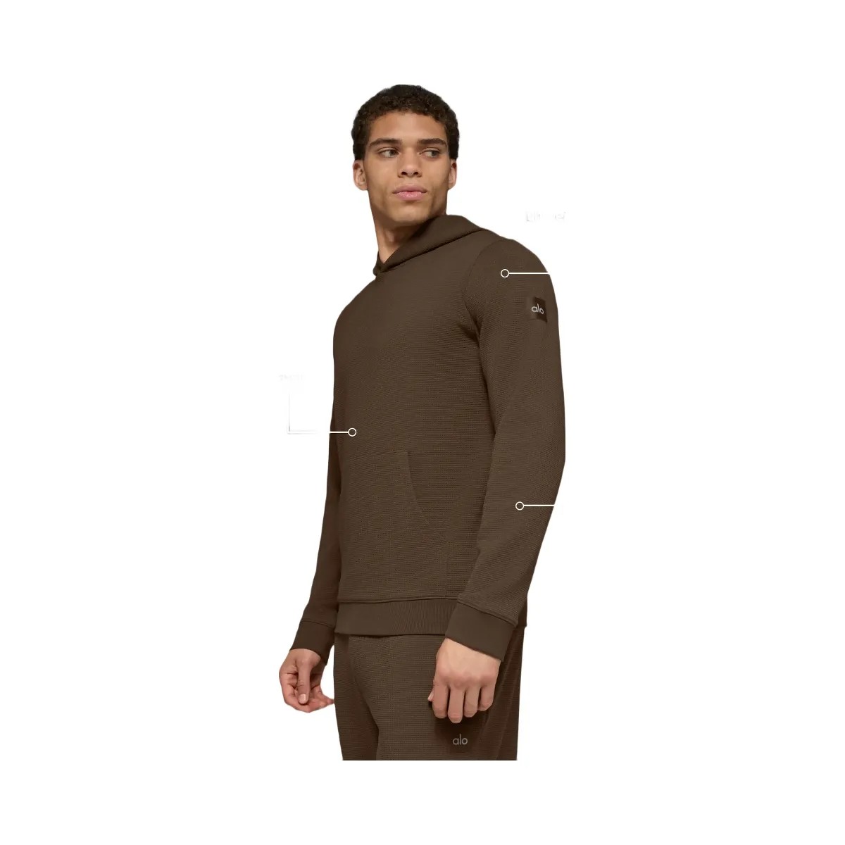Alo Men's Waffle Lounge Hoodie - Espresso - HypeFly India View 2