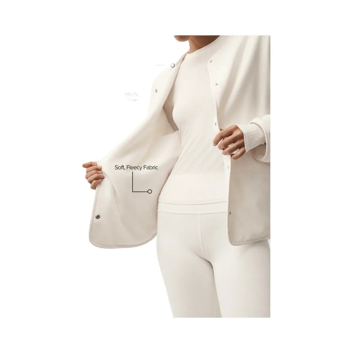 Alo Women's Polar Fleece Take Note Jacket - Ivory - HypeFly India View 2
