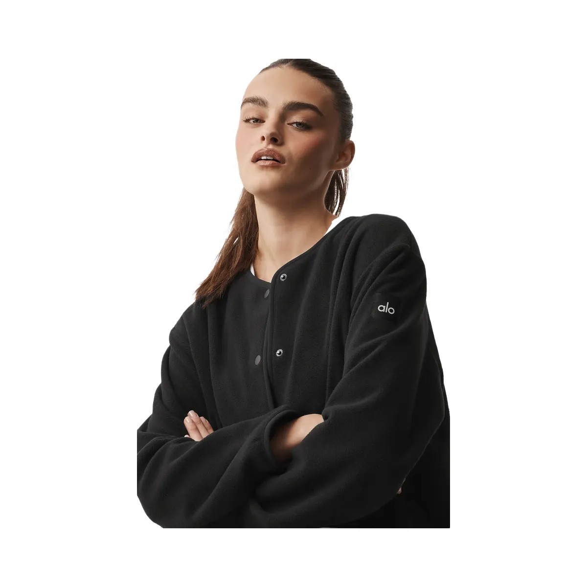 Alo Women's Polar Fleece Take Note Jacket - Black - HypeFly India View 4