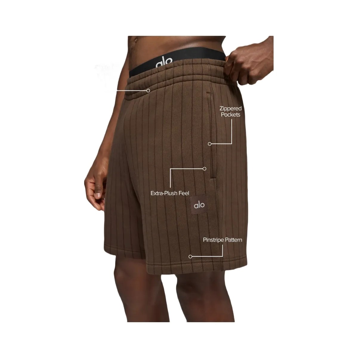 Alo Men's 7" Pinstripe Short - Espresso Pinstripe - HypeFly India View 2