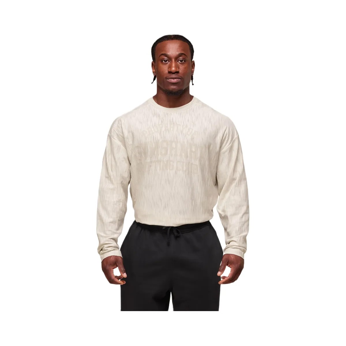 Gymshark Lightweight Slub Textured Lifting Authenticator OS LS T-shirt - Oat White - HypeFly India View 6
