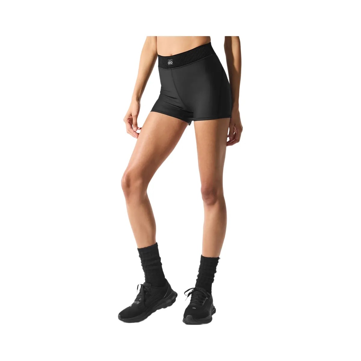 Alo Women's Airlift High-Waist Line Up Short - Black - HypeFly India View 4