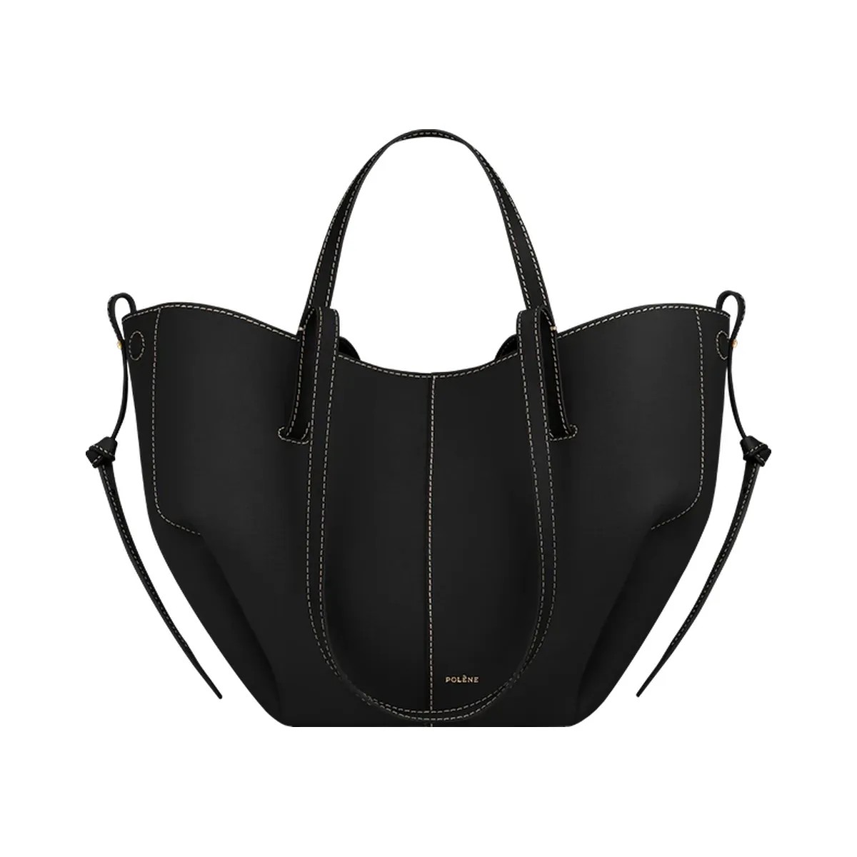 Polene Cyme Mini Textured Black with Ecru Stitching - HypeFly India View 1