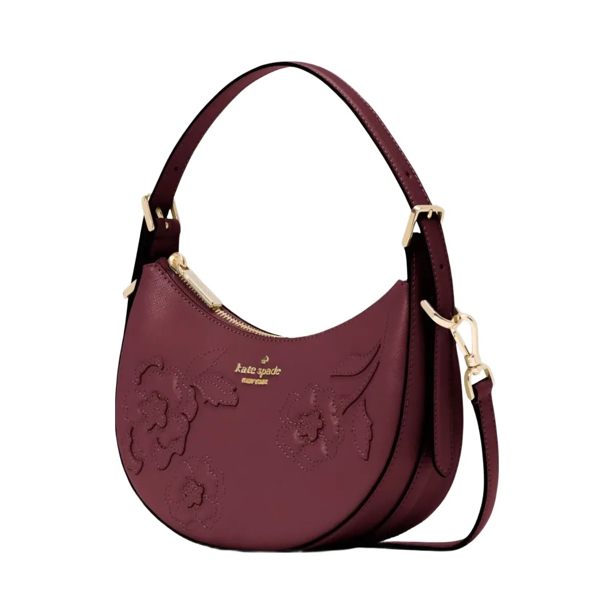 Kate Spade Nova Floral Applique Crescent Shoulder Bag Dark Merlot - HypeFly India View 3