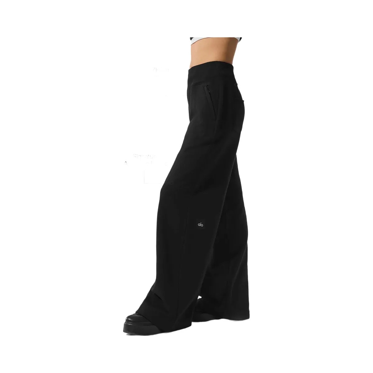 Alo Women's Serenity Wide Leg Sweatpant - Black - HypeFly India View 1
