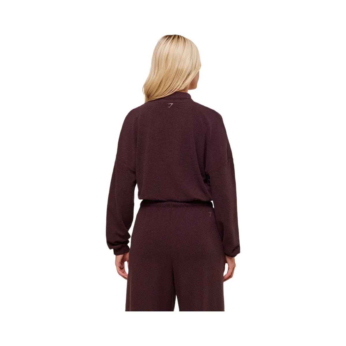 Gymshark Waffle Midi Zip Up Jacket - Cherry Purple - HypeFly India View 2