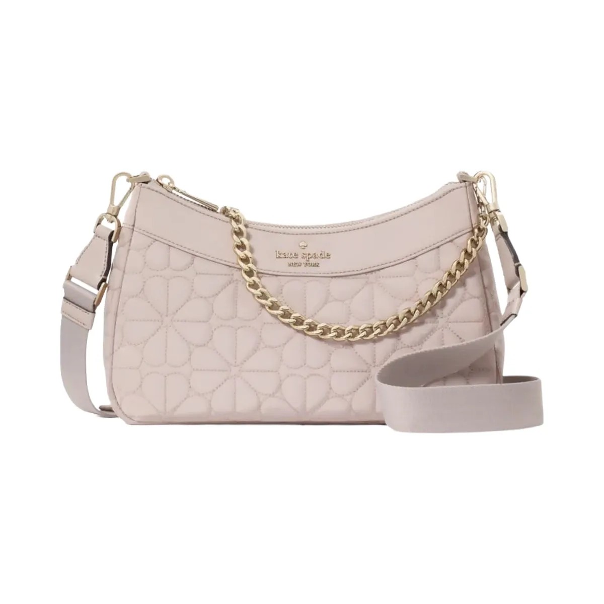 Kate Spade Flower Quilted Fabric Convertible Crossbody Cozy Grey - HypeFly India View 1