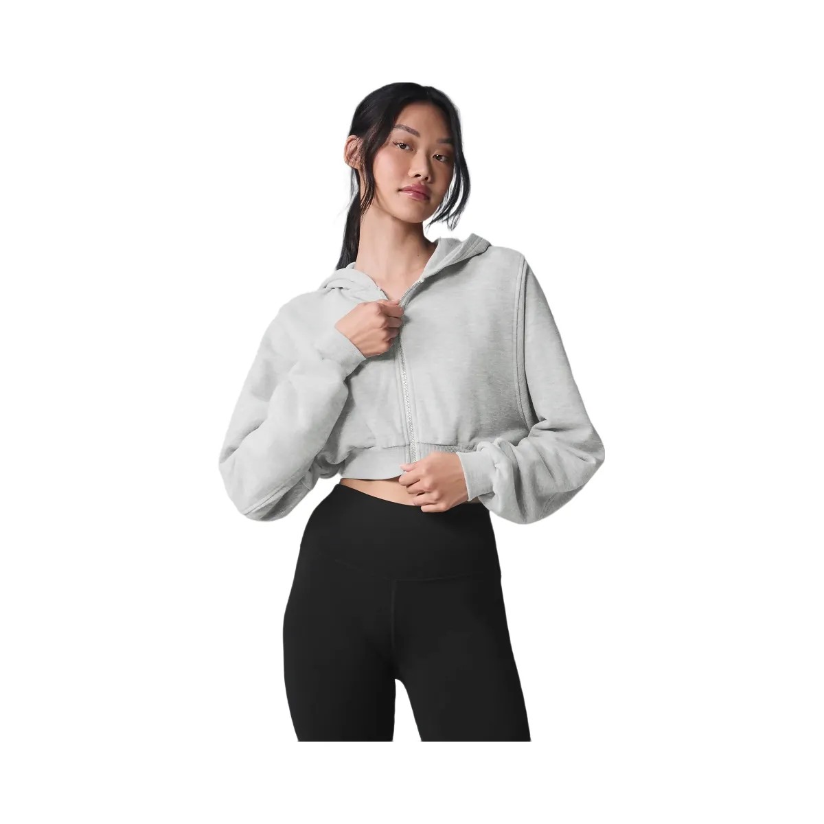 Alo Women's Sweet Escape Zip Up Hoodie - Athletic Heather Grey - HypeFly India View 1