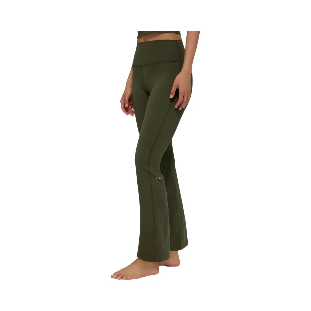 Alo Women's ALO Softsculpt High-Waist 7/8 Bootcut Legging - Green Olive - HypeFly India View 3