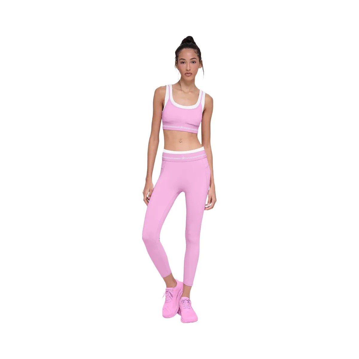 Alo Women's Airbrush Better Together Bra - Candy Heart Pink/White - HypeFly India View 1