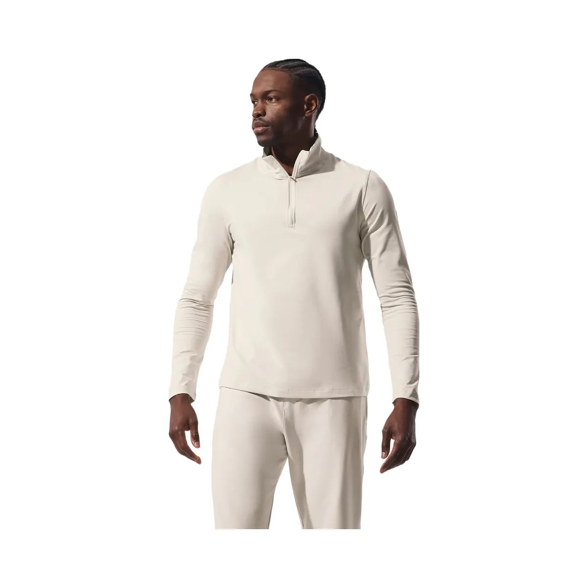 Alo Men's Conquer 1/4 Zip Reform Long Sleeve - Bone - HypeFly India View 1