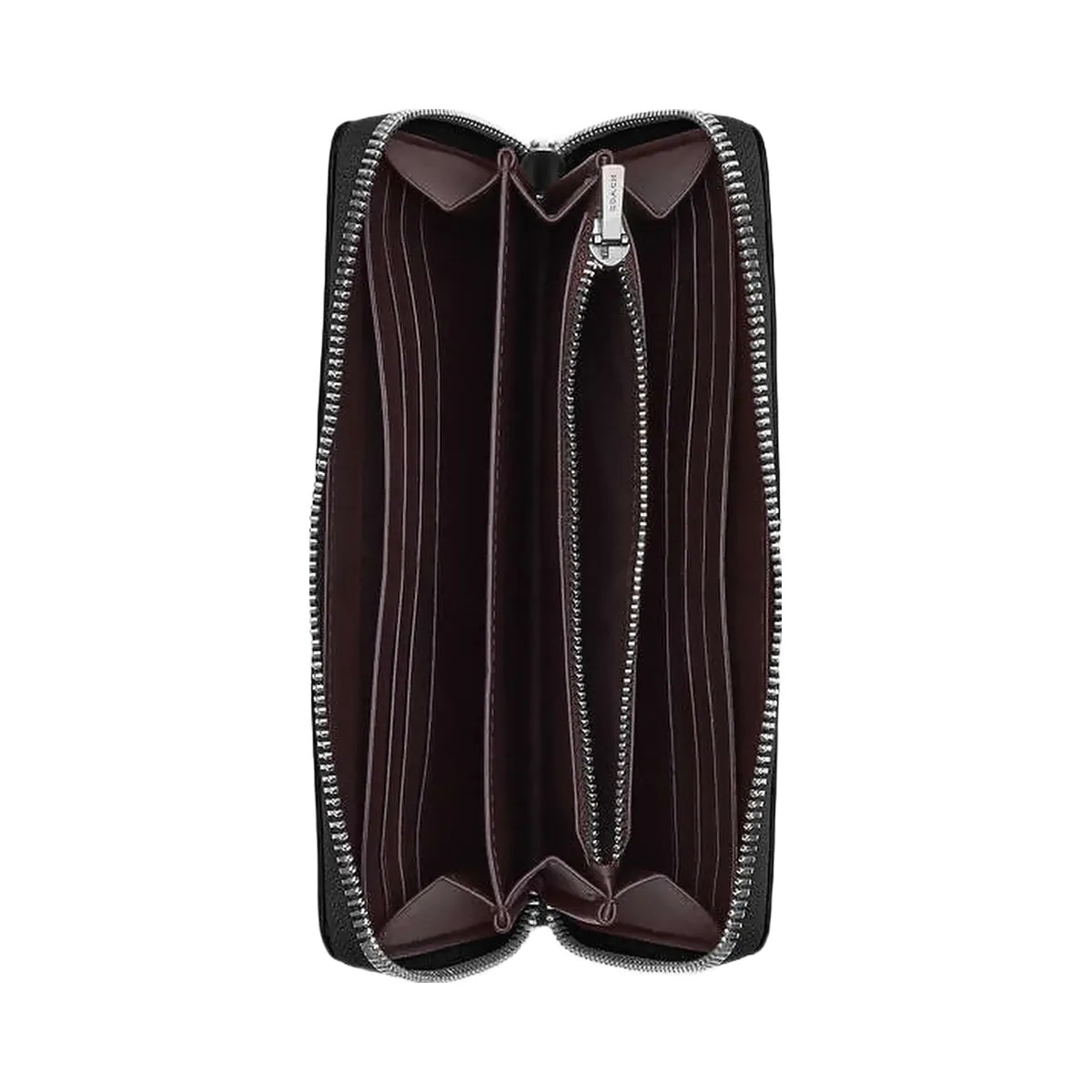 Coach Long Zip Around Wallet Calf Leather-Silver-Black - HypeFly India View 1