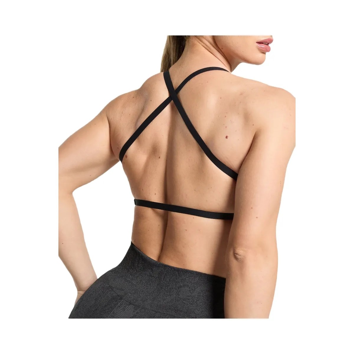 Gymshark Adapt Camo Cross Back Sports Bra - Asphalt Grey/Black - HypeFly India View 6