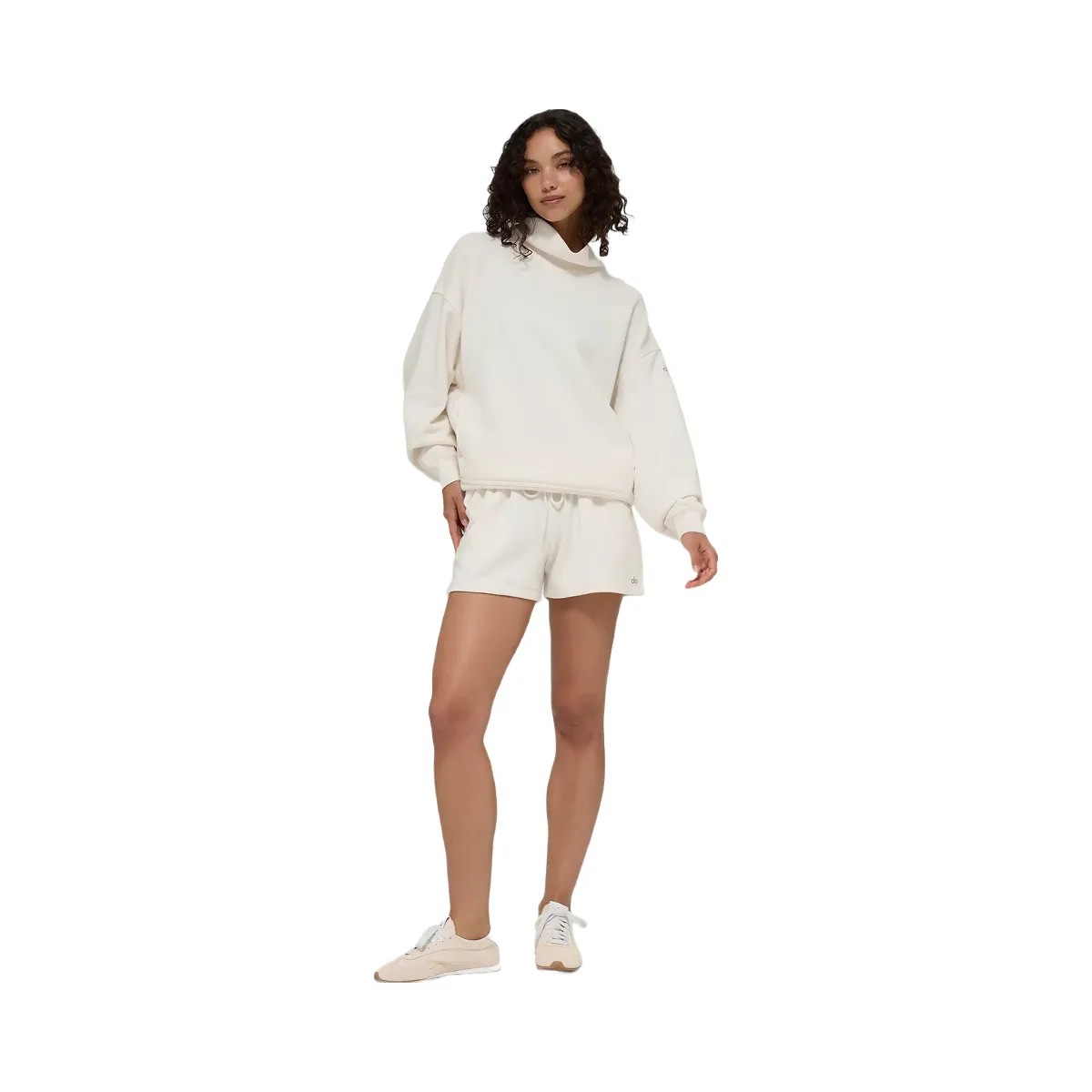 Alo Women's Hazy Mock Neck Pullover - Ivory - HypeFly India View 3