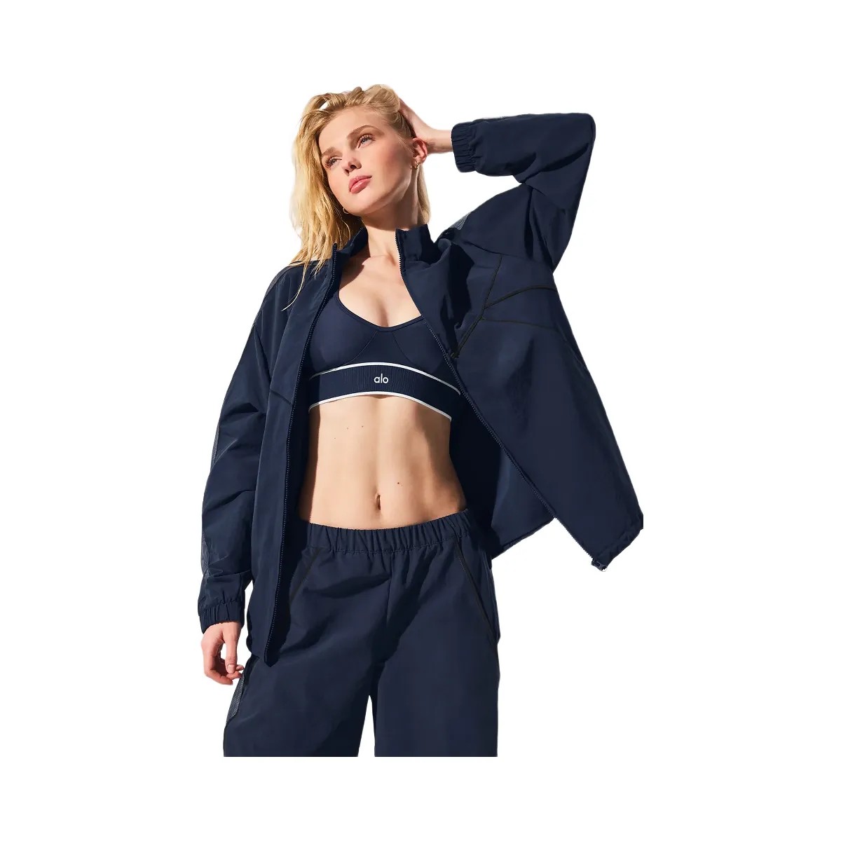 Alo Women's Origin Full-Zip Track Jacket - Navy/Black - HypeFly India View 1
