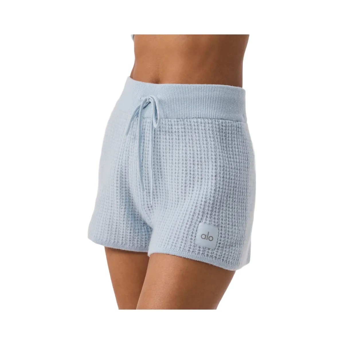 Alo Women's Cashmere High-Waist Plush Waffle Short - Crystal Blue - HypeFly India View 1