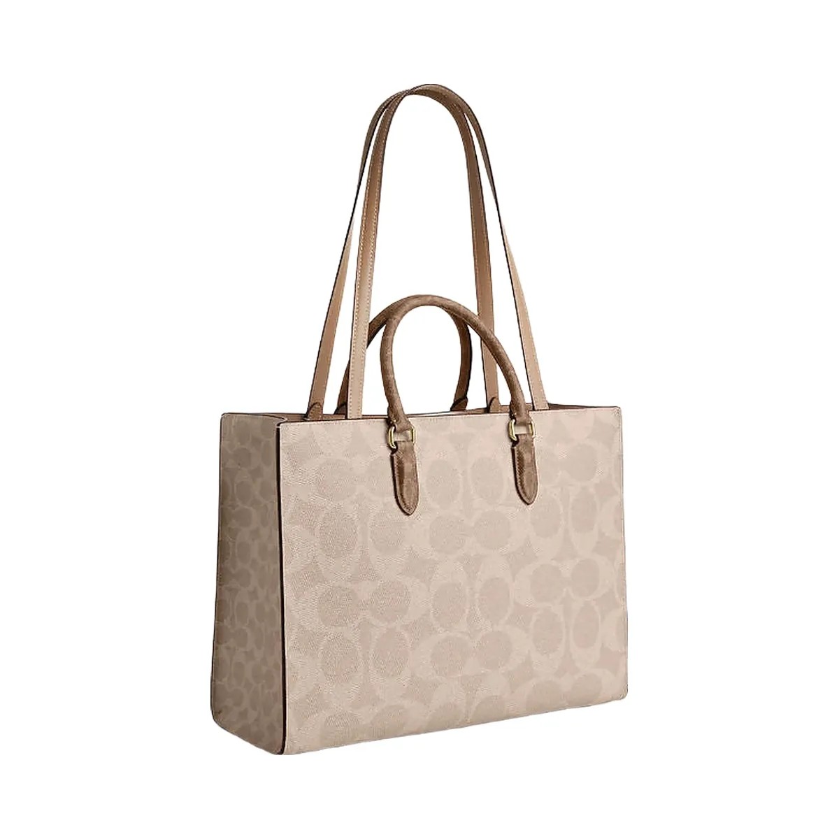 Coach Maggie Tote Bag In Blocked Signature Canvas Signature Canvas-Gold-Sand-Tan - HypeFly India View 4