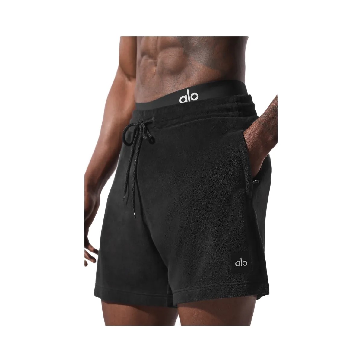 Alo Men's 7" Coastal Terry Short - Black - HypeFly India View 2