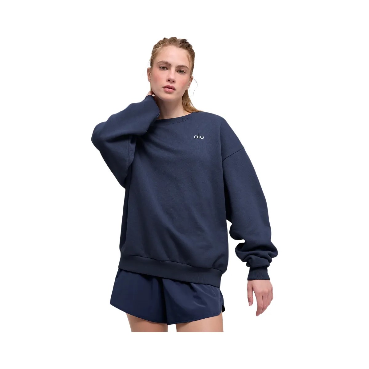 Alo Women's Accolade Crew Neck Pullover - Navy - HypeFly India View 1