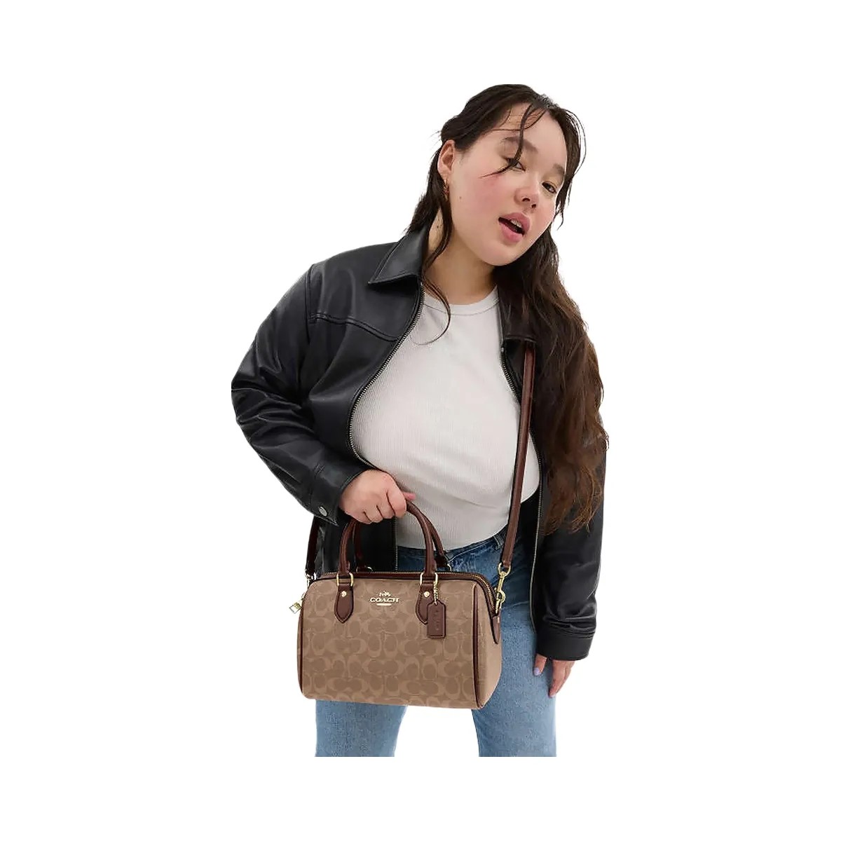 Coach Rowan Satchel Bag In Signature Canvas Signature Canvas-Gold-Tan-Brown - HypeFly India View 3