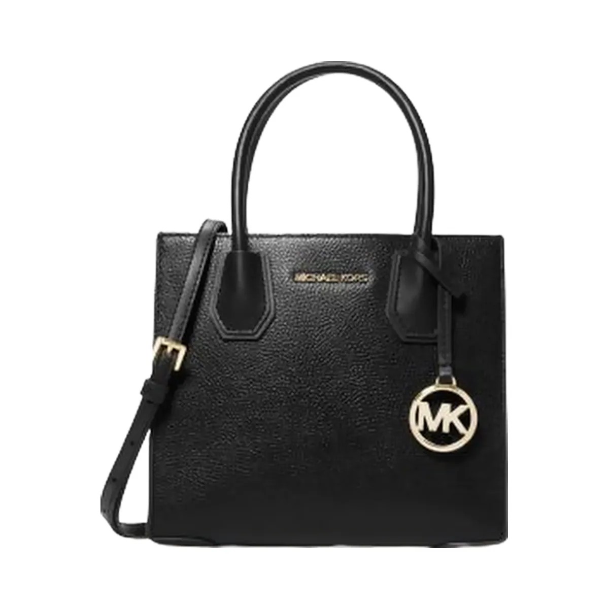 Michael Kors Mercer Medium Pebbled Leather Crossbody Bag Black - HypeFly India View 1