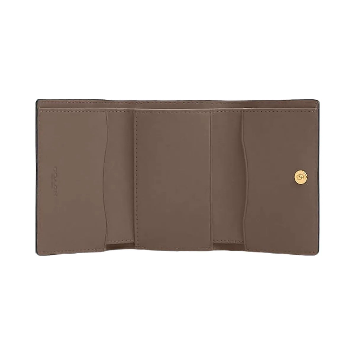 Coach Micro Wallet Leather-Gold-Dark Stone - HypeFly India View 1