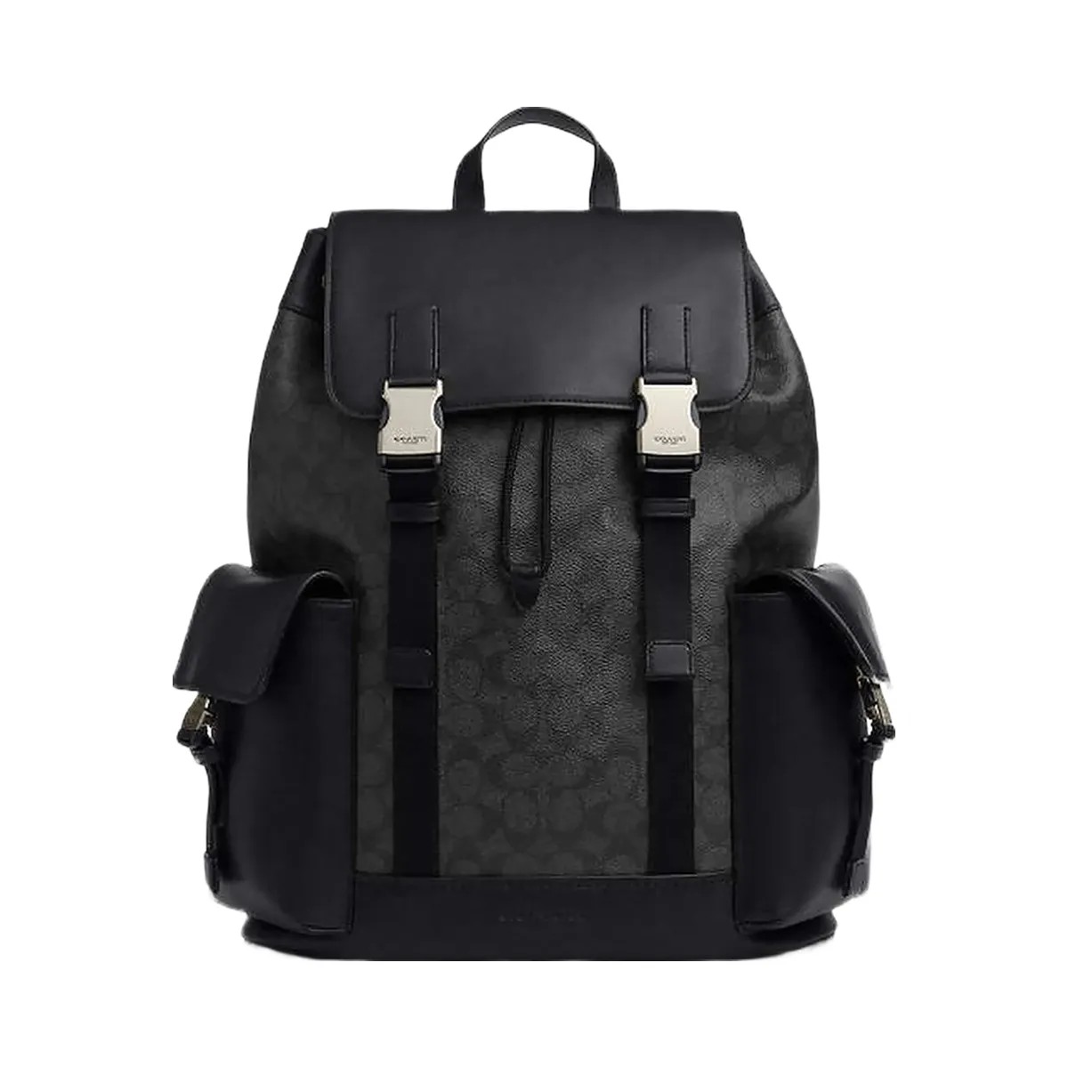 Coach Clark Backpack In Signature Canvas Signature Canvas-Gunmetal-Charcoal-Black - HypeFly India View 1