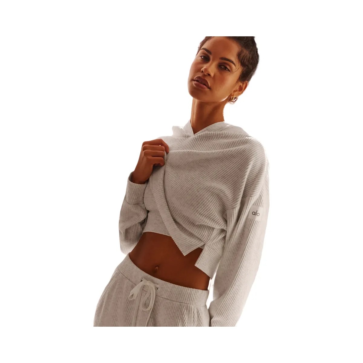 Alo Women's Muse Hoodie - White Heather - HypeFly India View 6