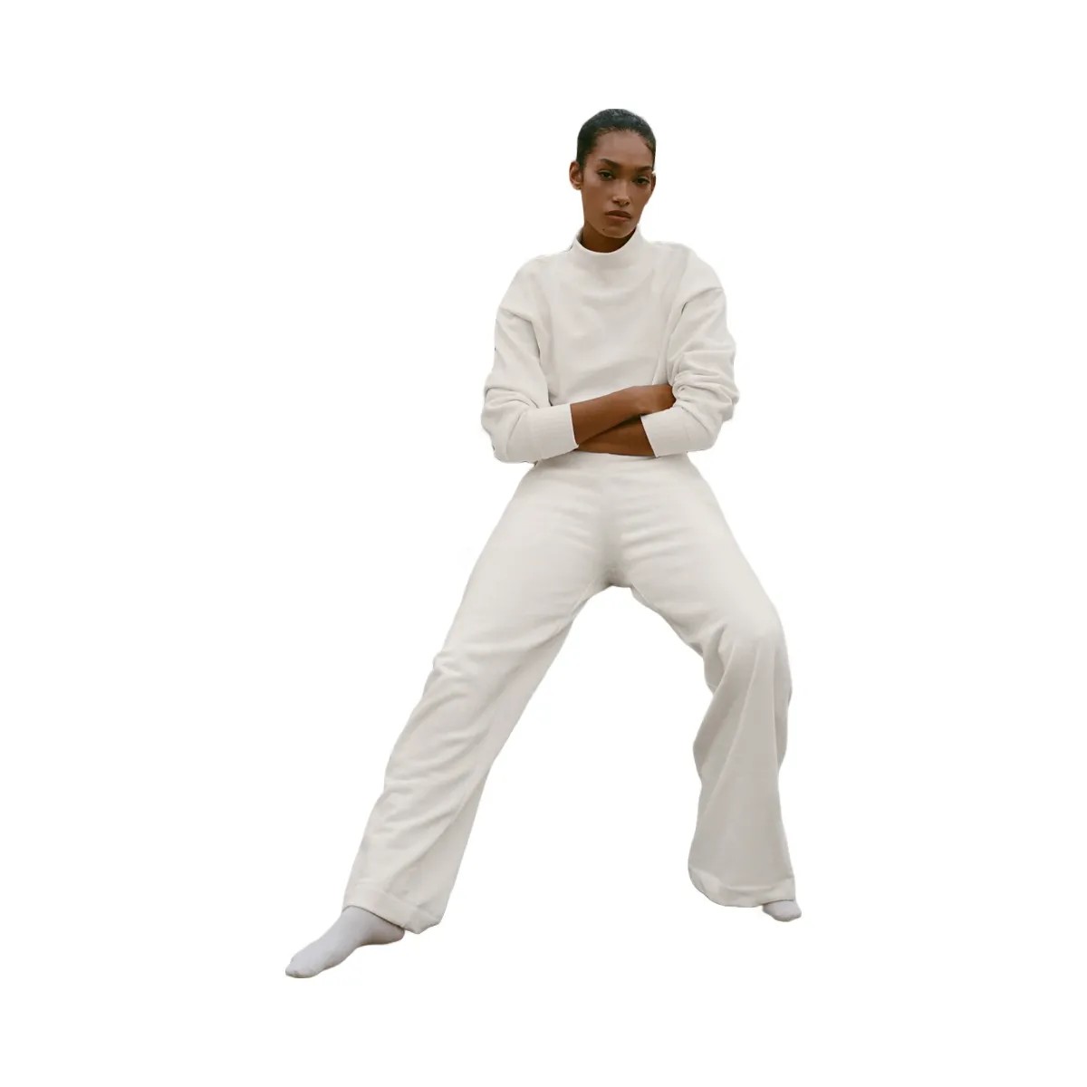 Alo Women's Serenity Wide Leg Sweatpant - Ivory - HypeFly India View 5