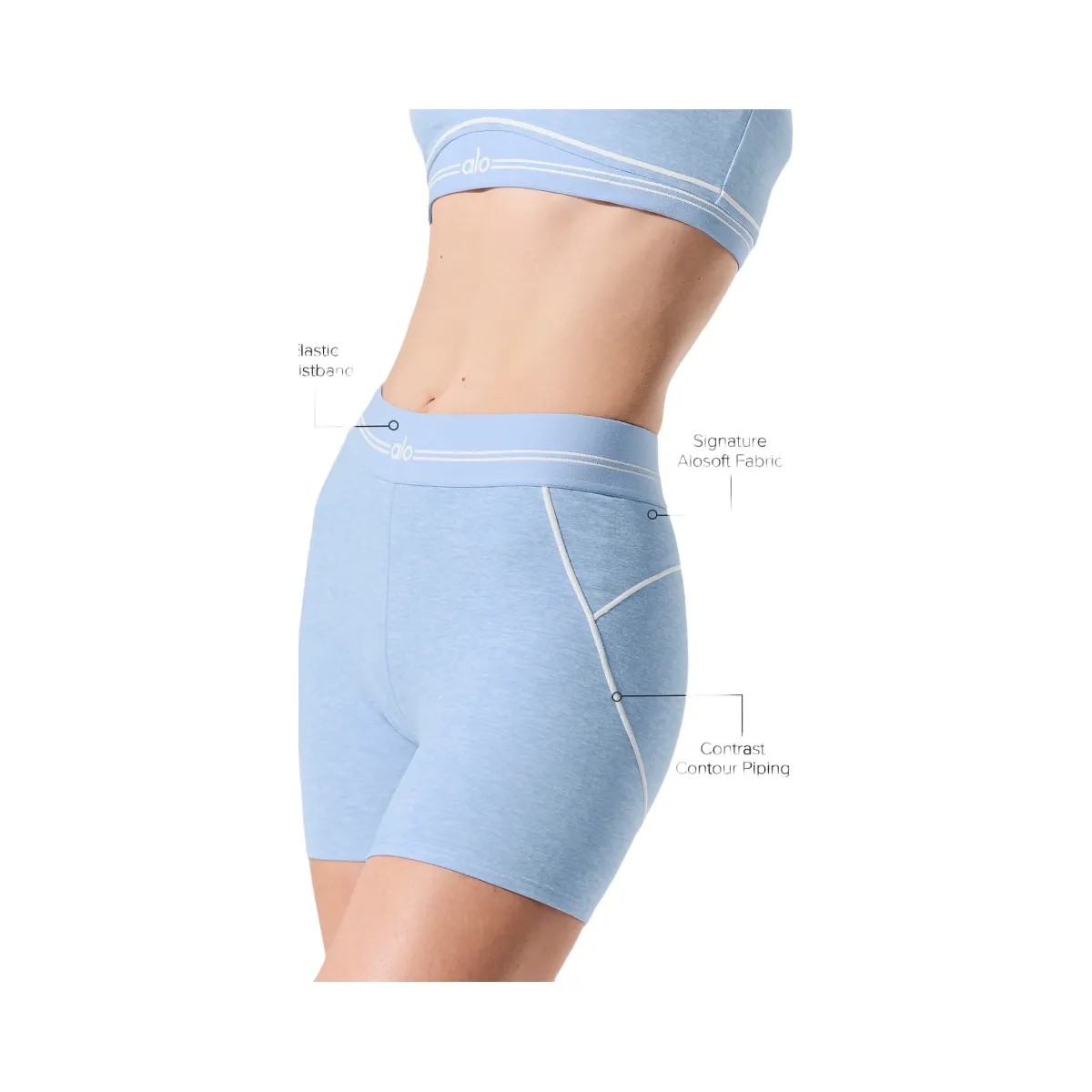 Alo Women's 4” Alosoft High-Waist Heart Throb Short - Seashell Blue Heather/White - HypeFly India View 2