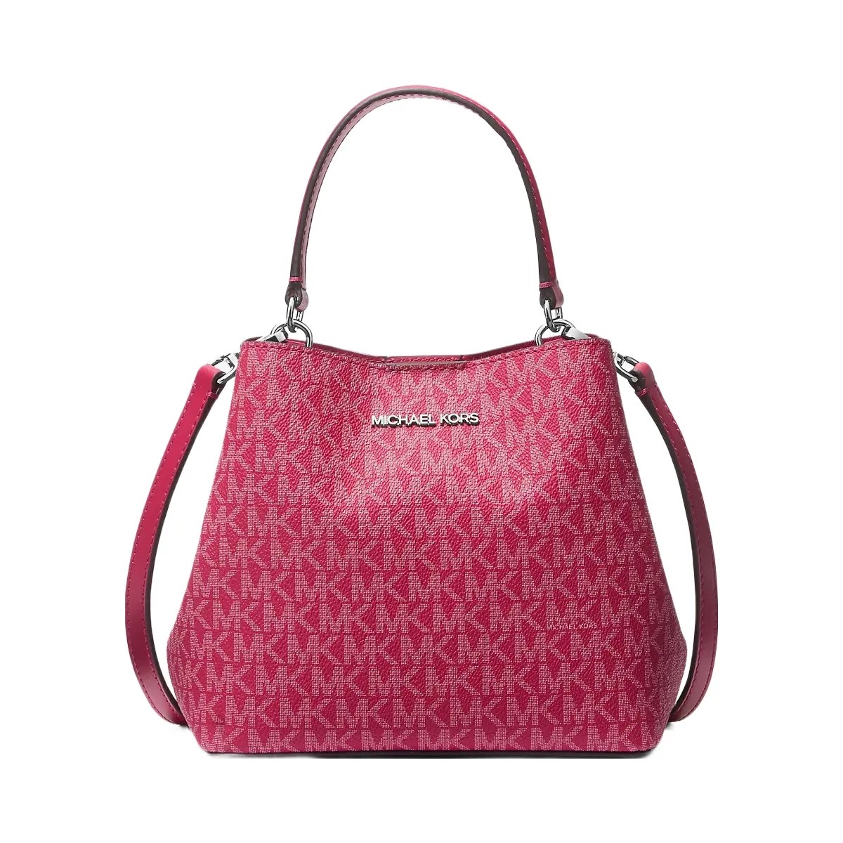 Michael Kors Pratt Small Signature Logo Convertible Shoulder Bag Dk Raspberry - HypeFly India View 1