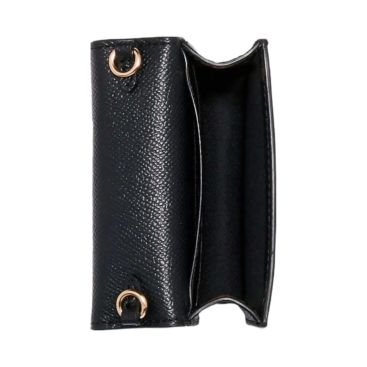 Coach Mini Wallet On A Chain Crossgrain Leather-Gold-Black - HypeFly India View 3