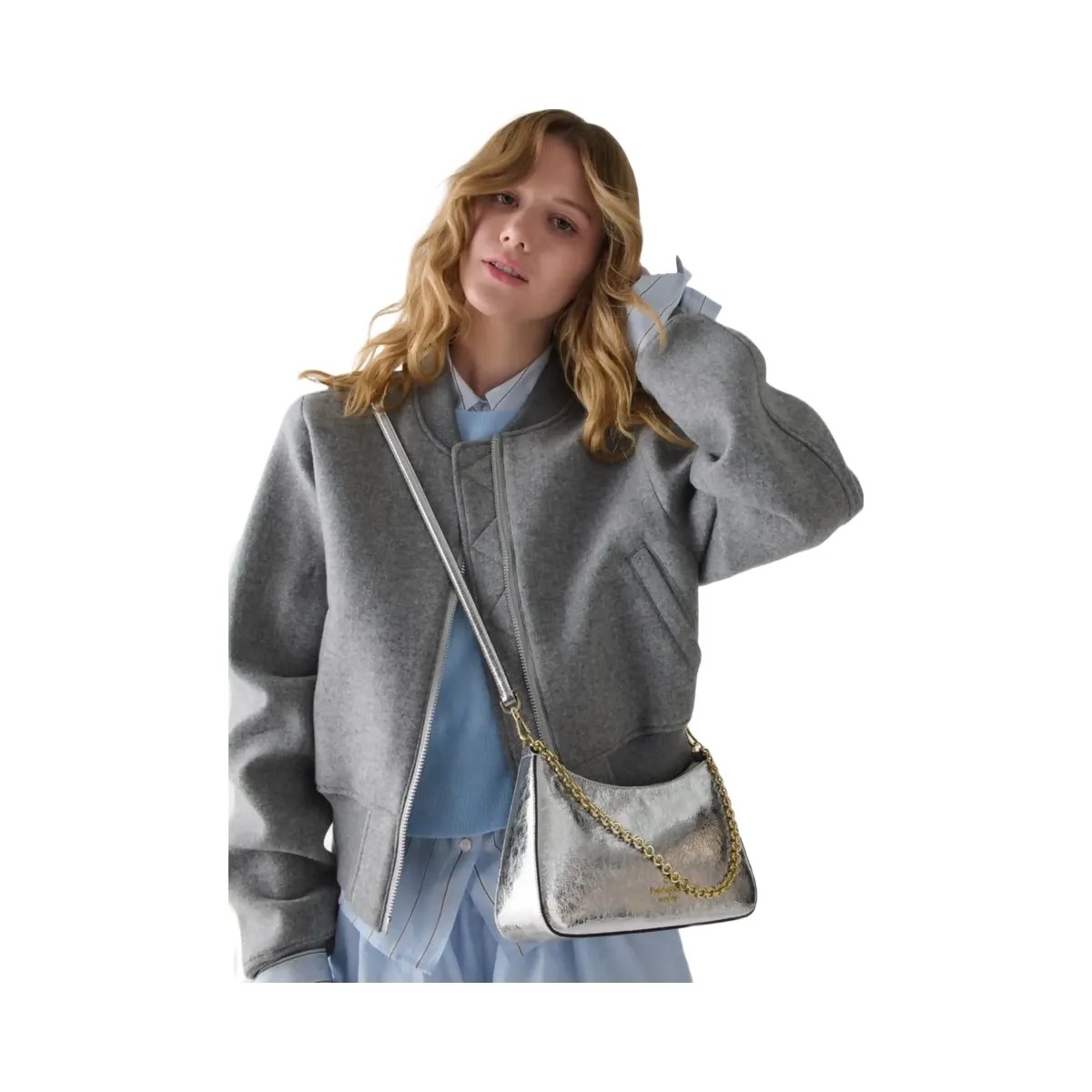 Kate Spade Margot Crinkle Metallic Convertible Crossbody Silver - HypeFly India View 2