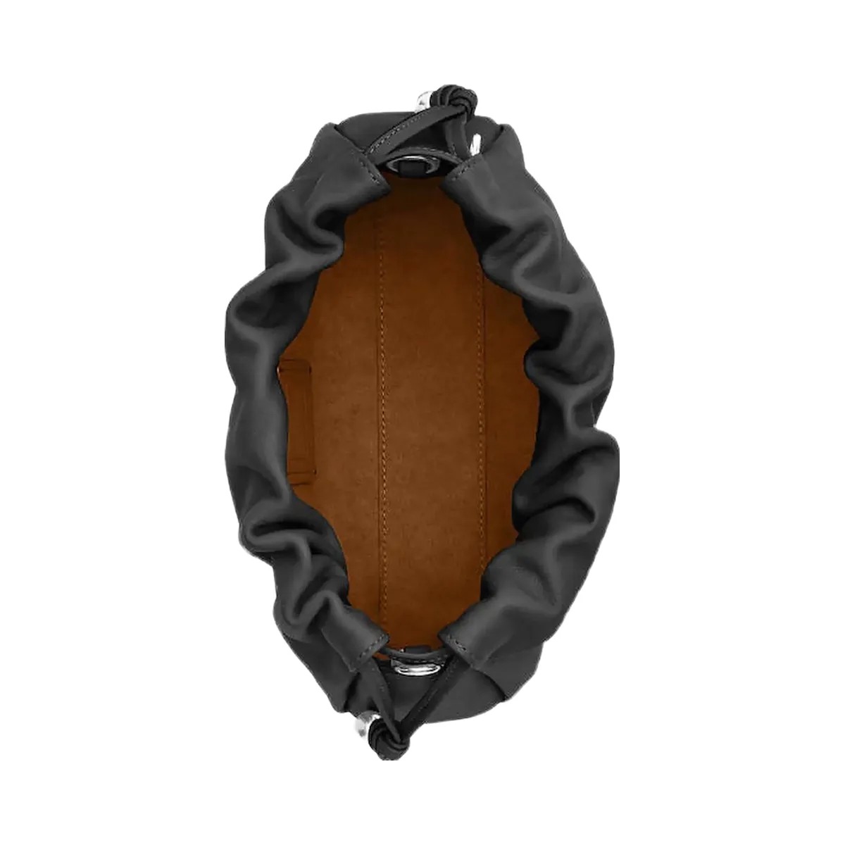 Coach Faye Shoulder Bag With Ruching Smooth Leather-Silver-Black - HypeFly India View 2