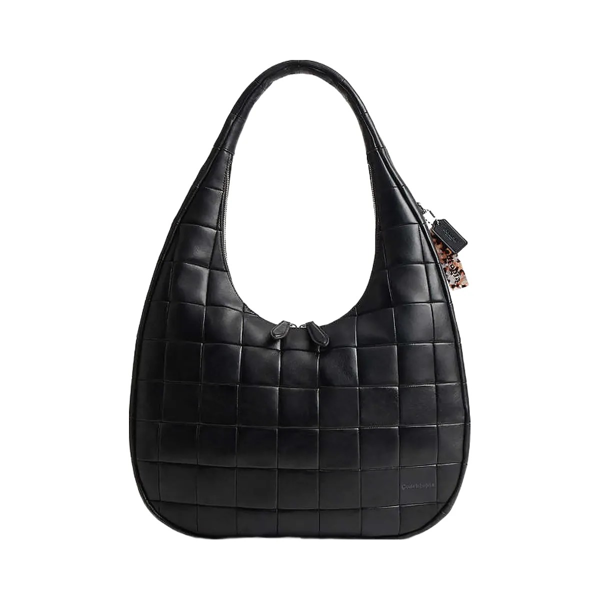 Coach Alter/Ego Large Crescent Shoulder Bag In Checkerboard Upcrafted Leather Black - HypeFly India View 1