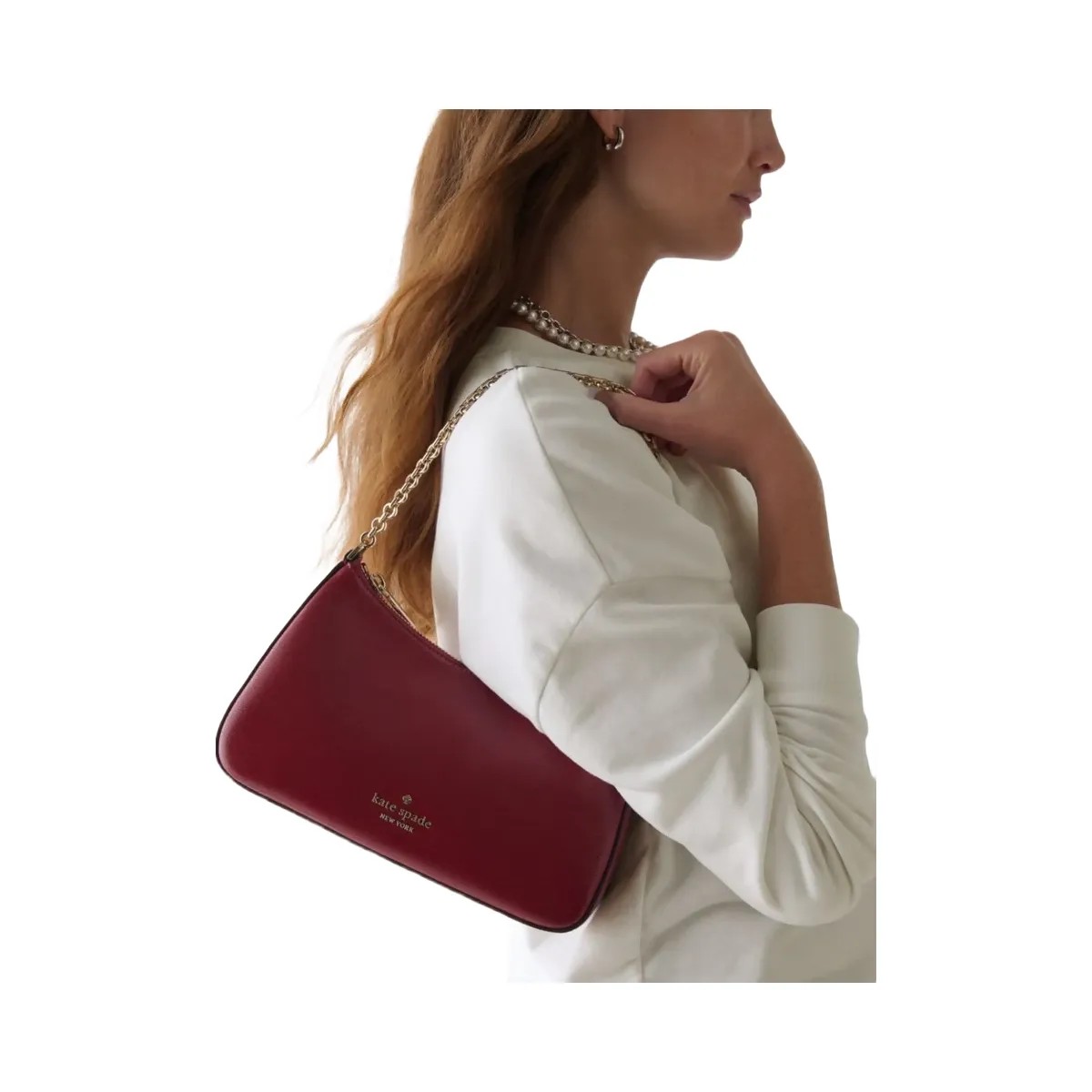 Kate Spade Margot Textured Patent Leather Convertible Crossbody Red Jam - HypeFly India View 3