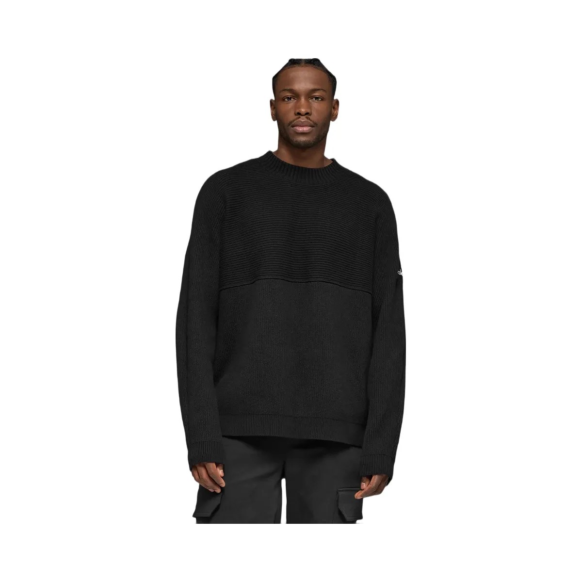Alo Men's Domain Shift Rib Knit Sweater Crew - Black - HypeFly India View 1