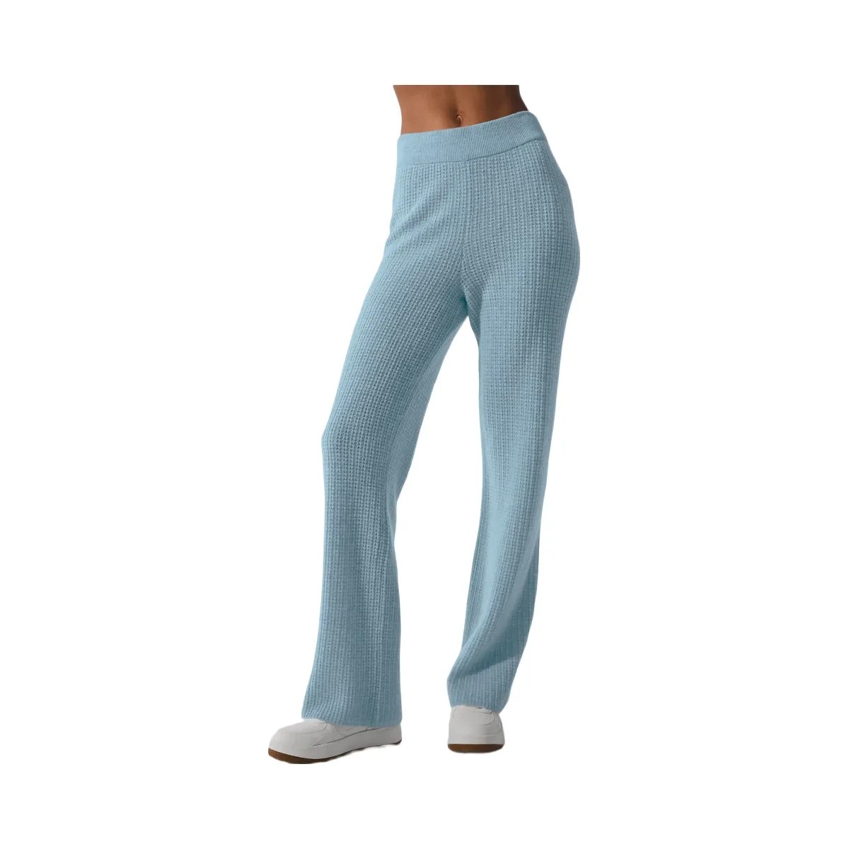 Alo Women's Cashmere High-Waist Plush Waffle Pant - Celestial Blue Heather - HypeFly India View 1