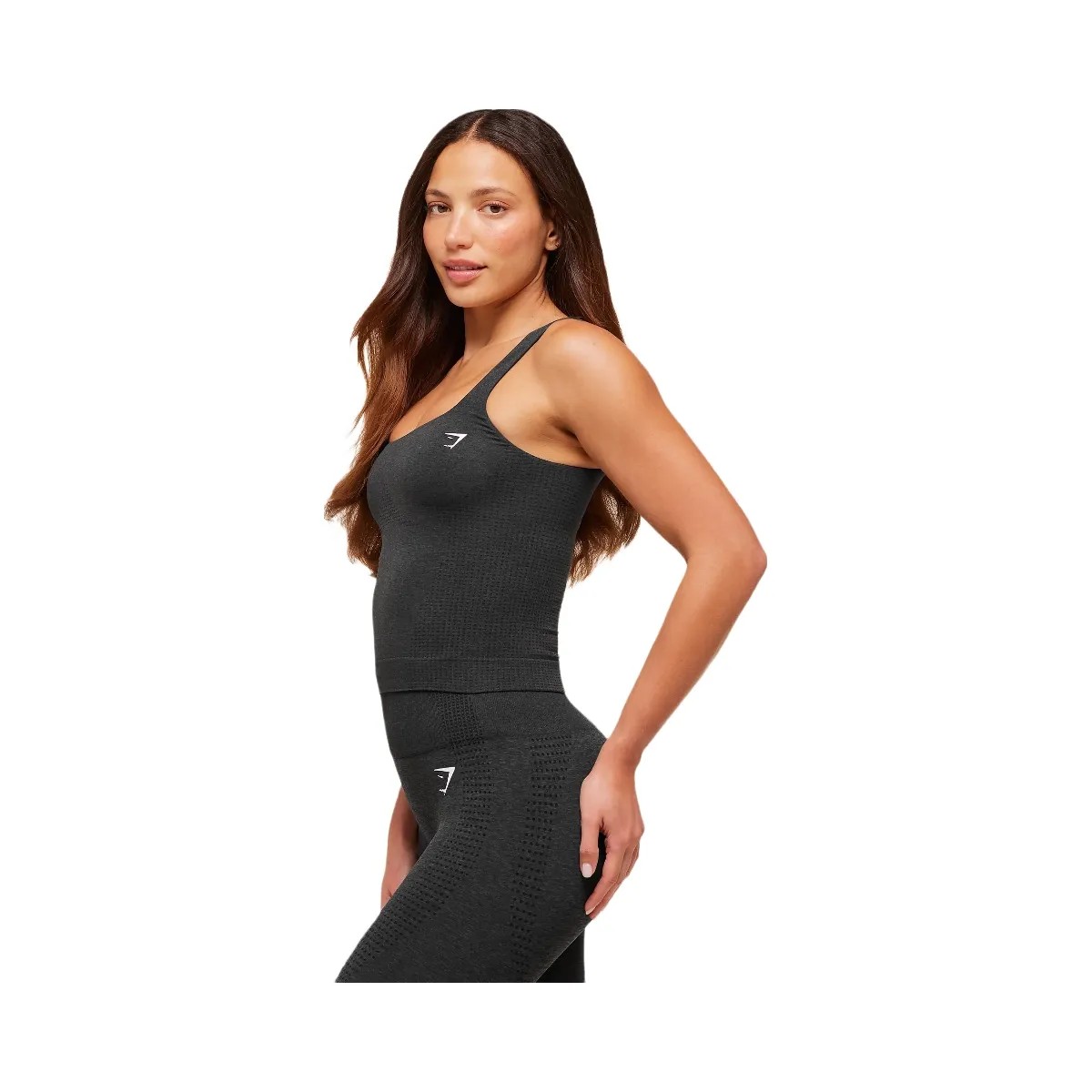 Gymshark Vital Tank With Shelf - Black Marl - HypeFly India View 5