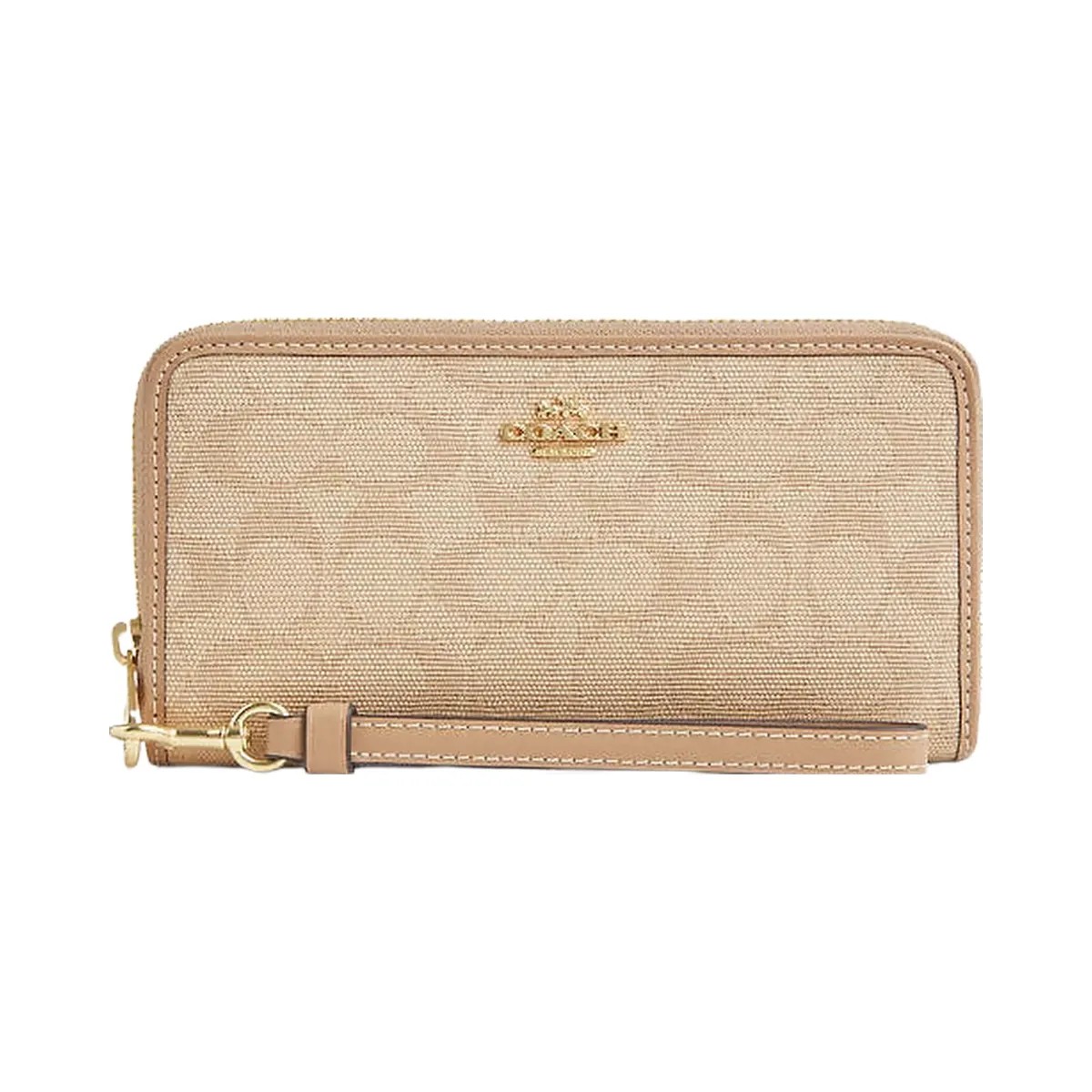 Coach Long Zip Around Wallet With Signature Canvas Im-Dark Natural Multi - HypeFly India View 3