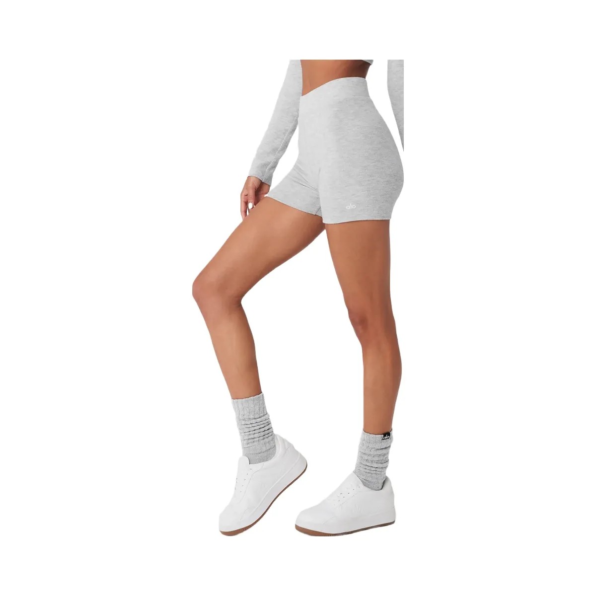 Alo Women's Alolux High-Waist Me Time Short - Athletic Heather Grey - HypeFly India View 3