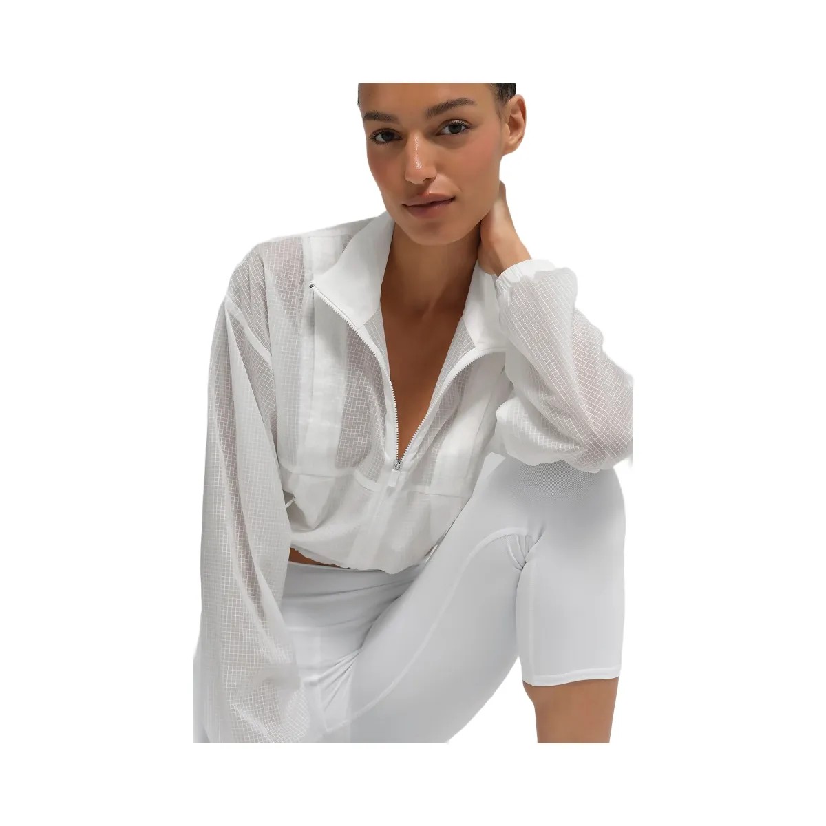 Alo Women's Game Time Full Zip Jacket - White - HypeFly India View 4