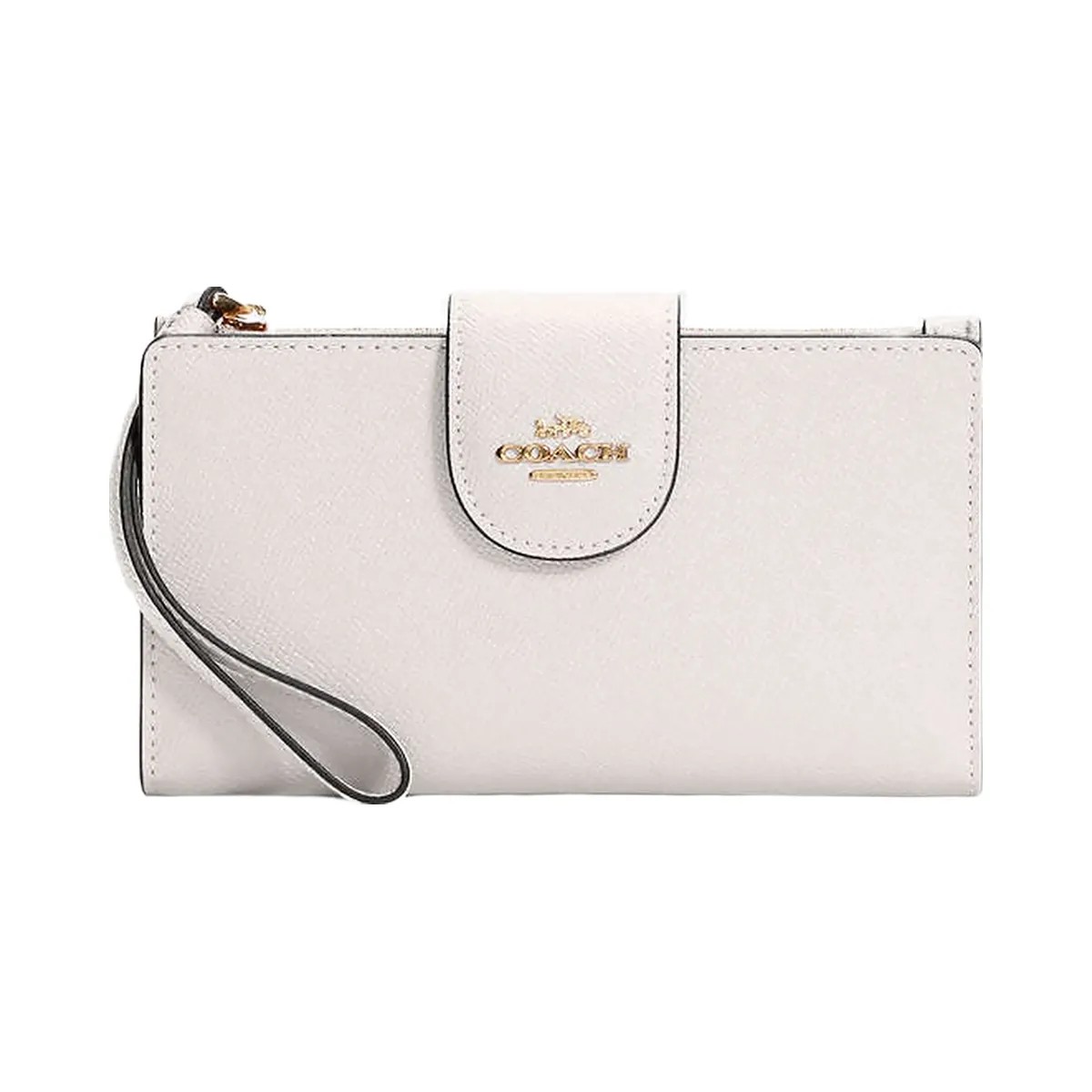 Coach Phone Wallet Crossgrain Leather-Gold-Chalk - HypeFly India View 1