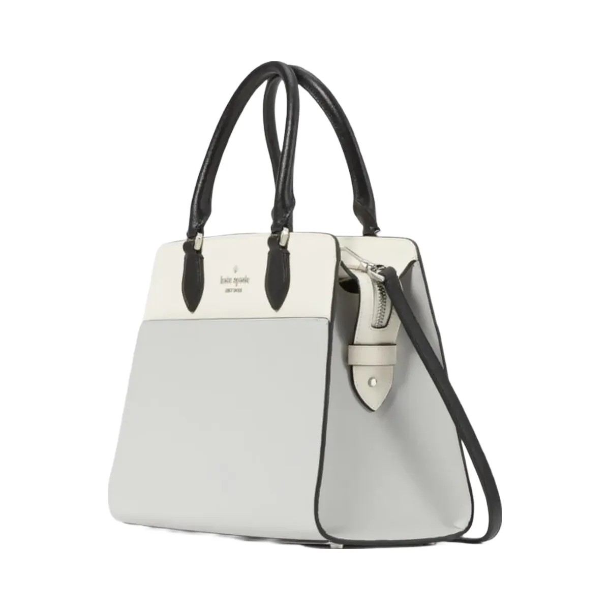 Kate Spade Madison Colorblock Saffiano Leather Medium Satchel Platinum Grey Multi - HypeFly India View 3