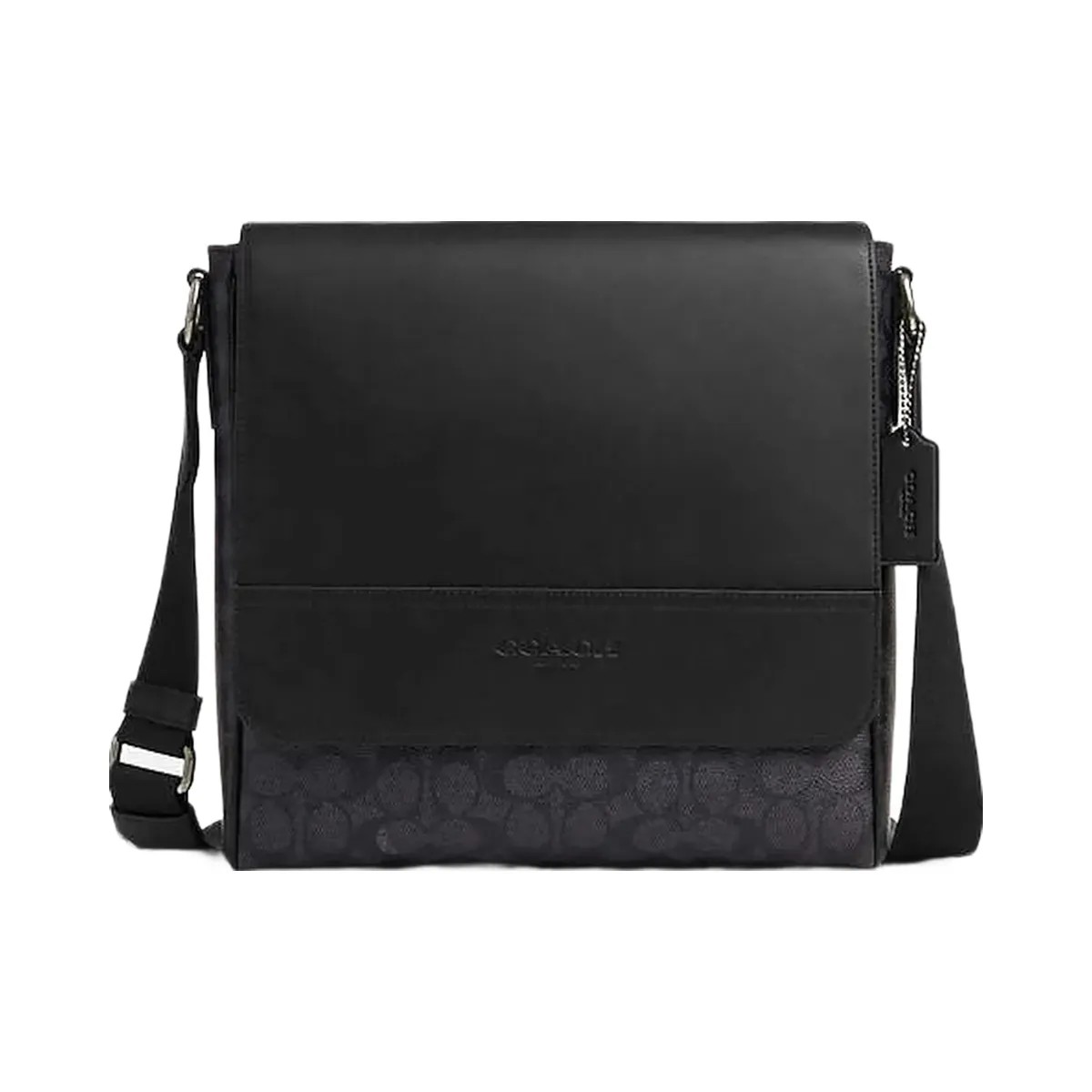 Coach Houston Map Bag In Signature Canvas Signature Canvas-Gunmetal-Charcoal-Black - HypeFly India View 1