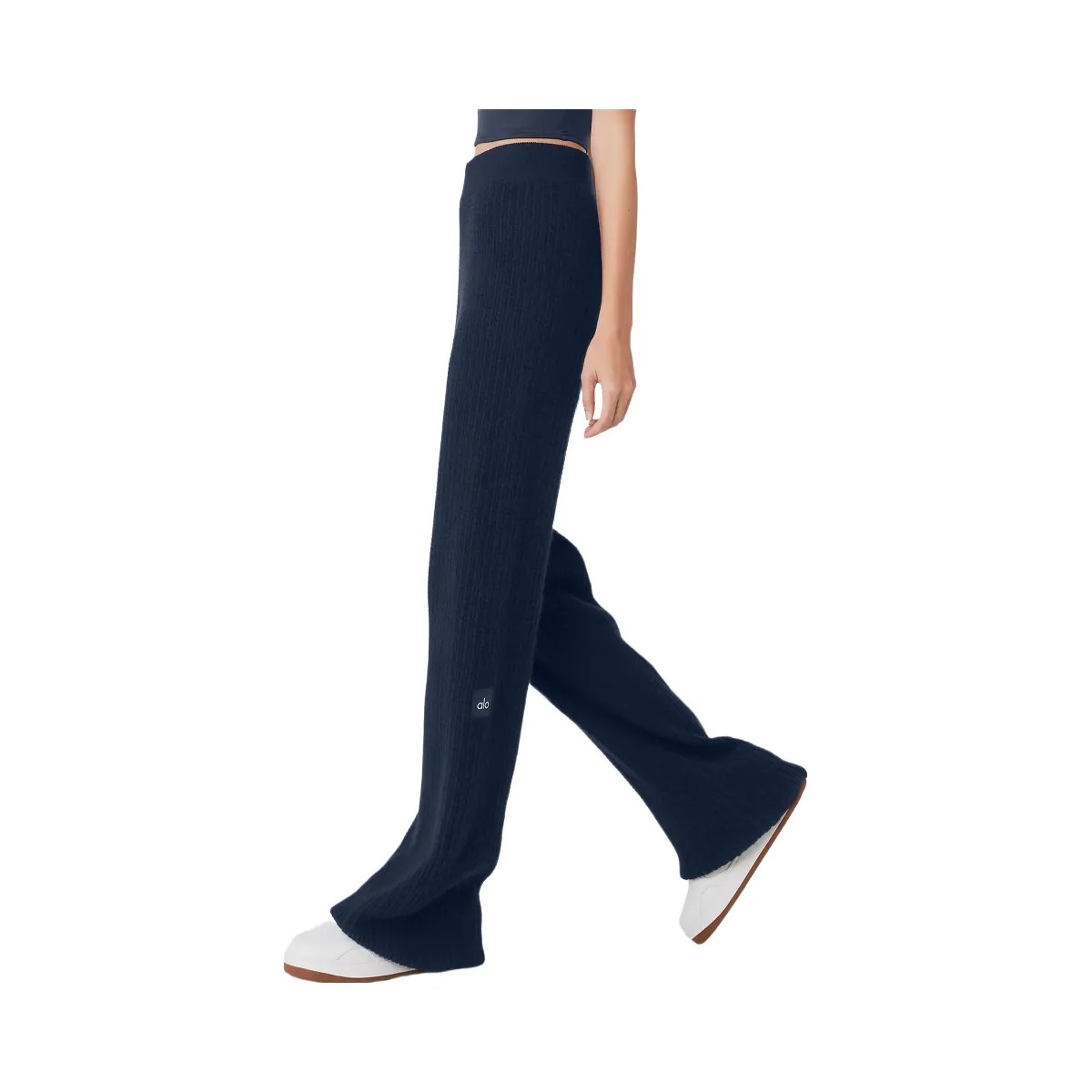 Alo Women's Cashmere High-Waist Plush Waffle Pant - Navy - HypeFly India View 2
