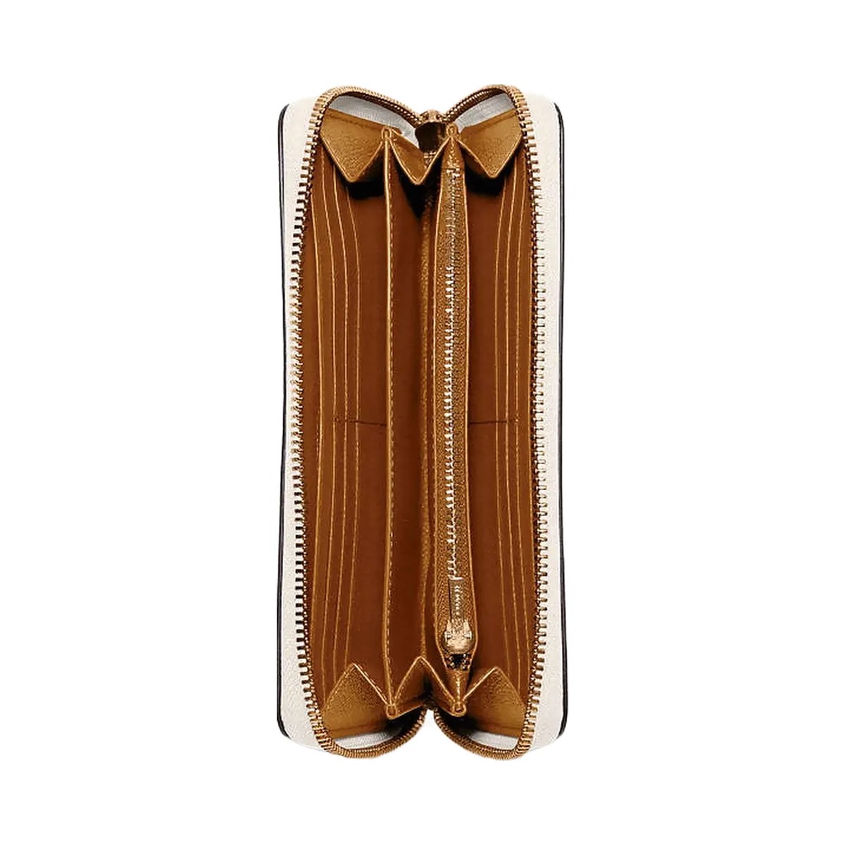 Coach Long Zip Around Wallet Crossgrain Leather-Gold-Chalk - HypeFly India View 1