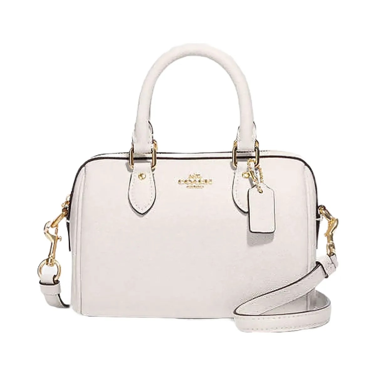 Coach Mini Rowan Crossbody Bag Crossgrain Leather-Gold-Chalk - HypeFly India View 1