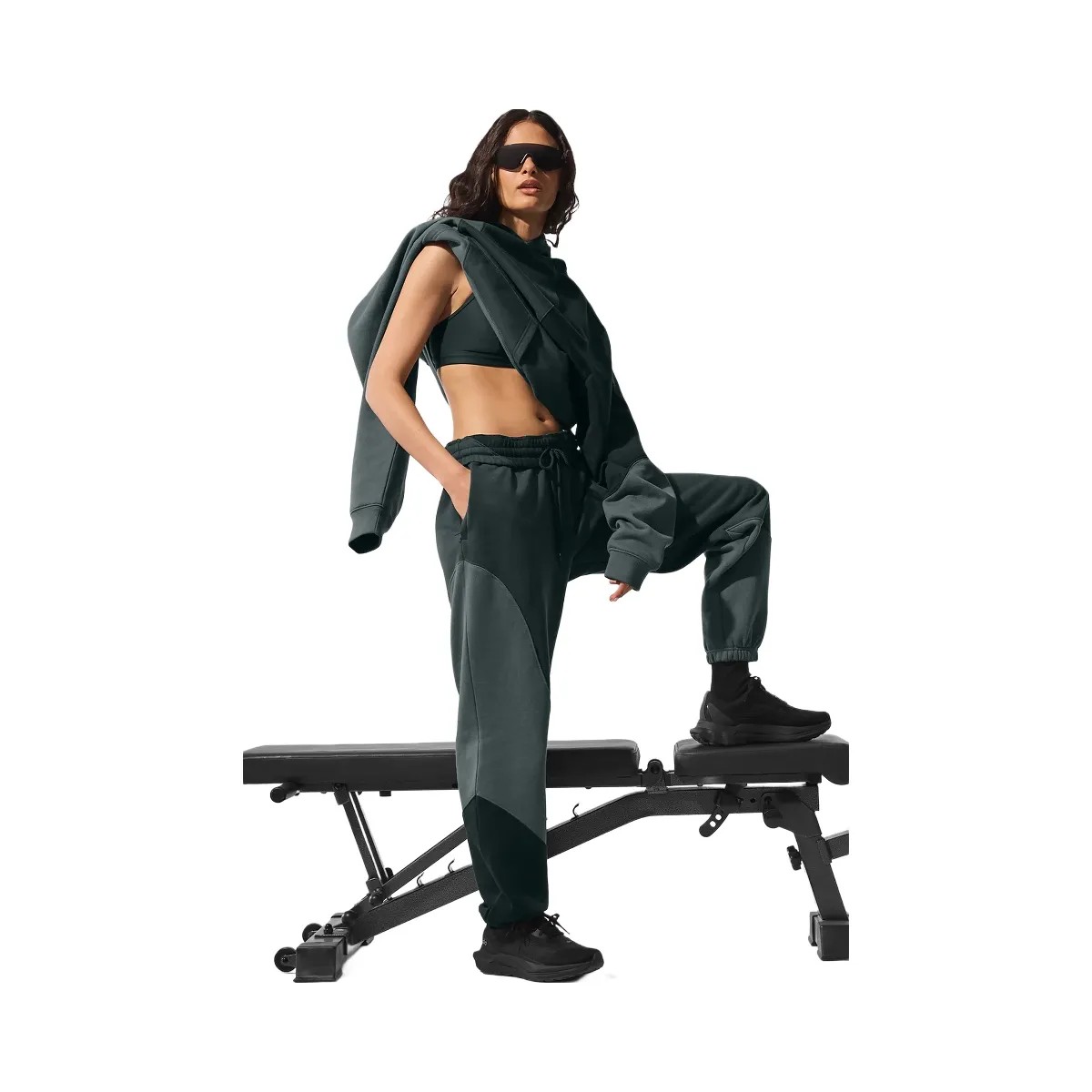 Alo Make Waves Sweatpant - Charcoal Green Tonal - HypeFly India View 3
