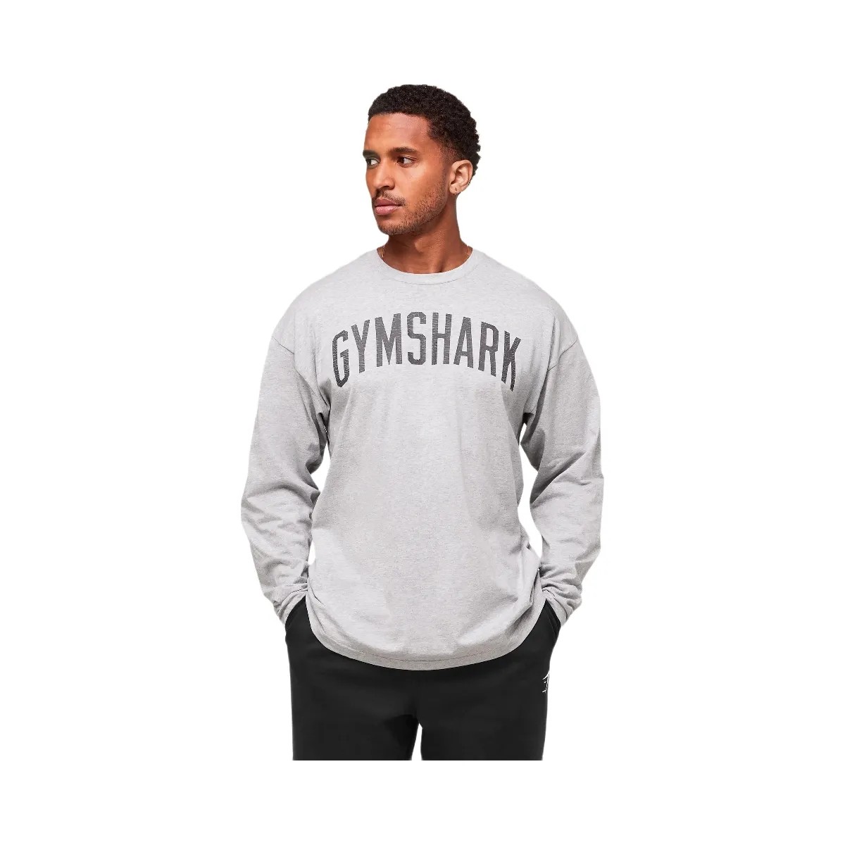 Gymshark Worn Graphic Long Sleeve T-Shirt - Light Grey Core Marl - HypeFly India View 3